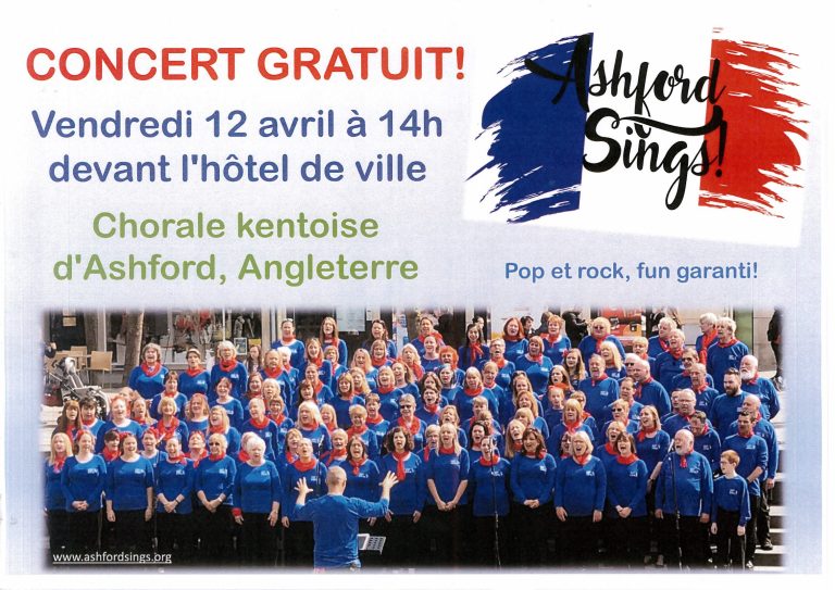 Concert gratuit « Ashford Sings  » Place de l’Hôtel de Ville.