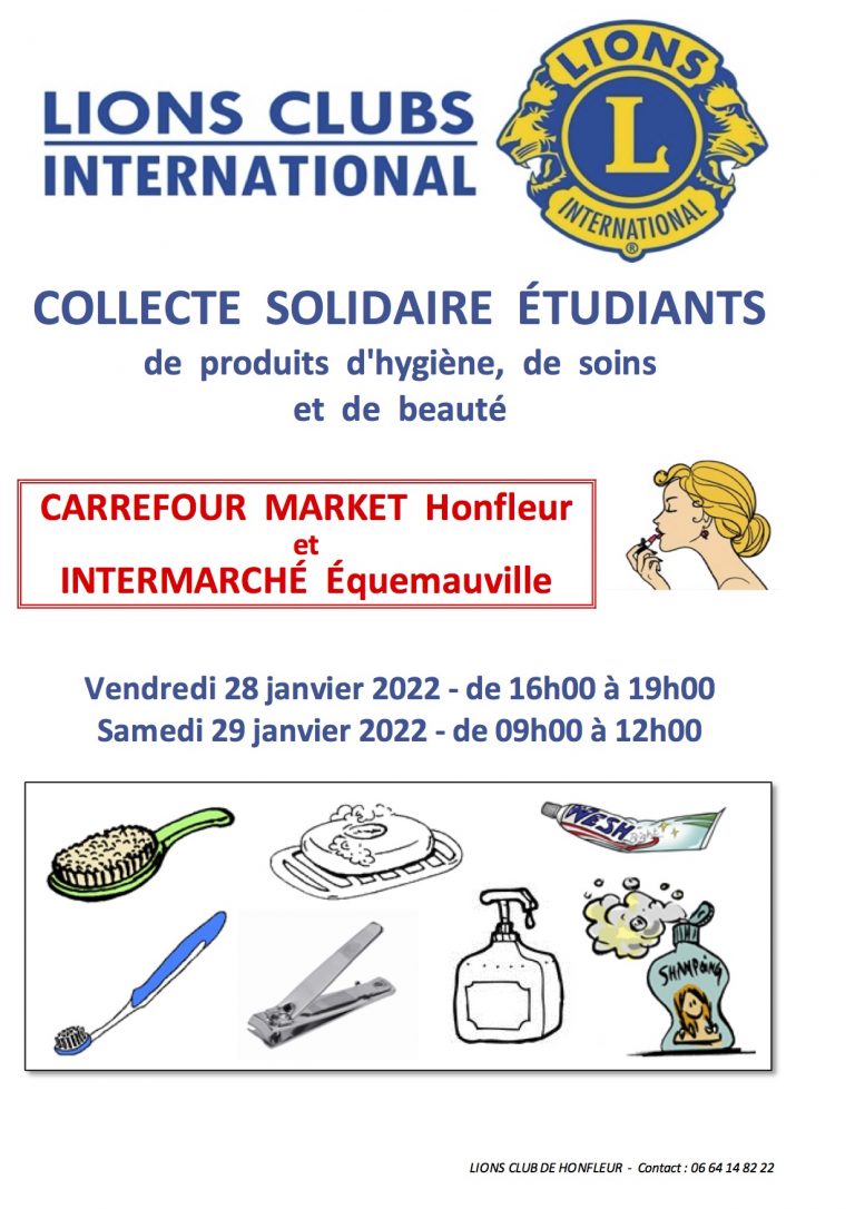 Collecte solidaire étudiants par le Lions Club de Honfleur