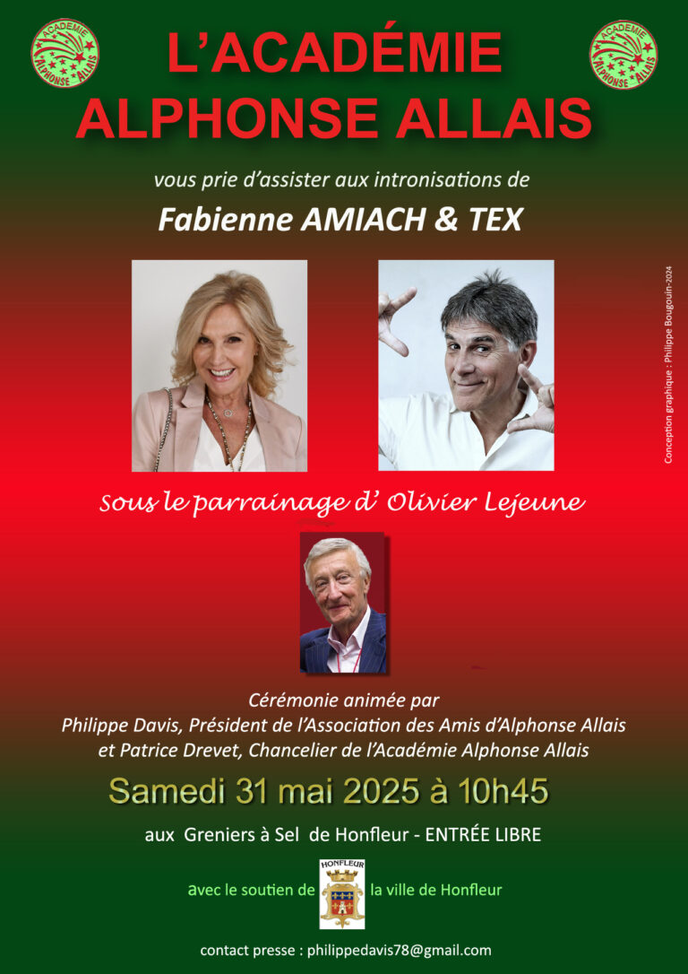 Honfleur : L’humoriste Tex et la journaliste Fabienne Amiach seront samedi les deux nouveaux intronisés de l’Académie Alphonse Allais