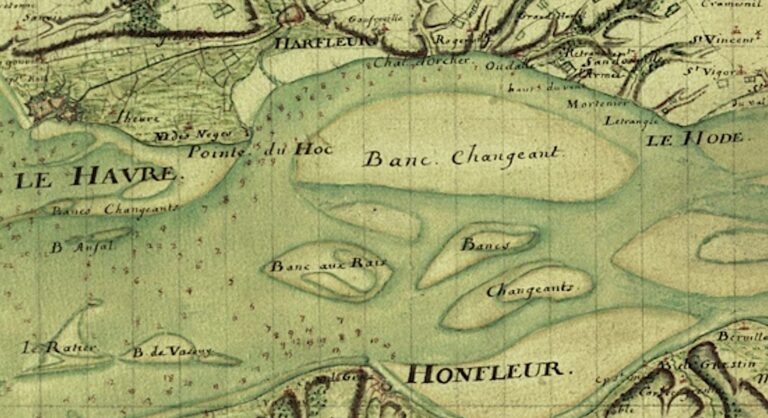 Une carte de 1750 fait découvrir l’estuaire de la Seine à son état naturel.