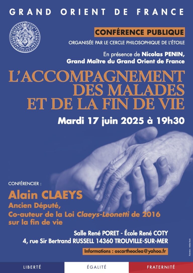 Mardi 17 juin conférence sur « L’accompagnement des malades et de la fin de vie ».