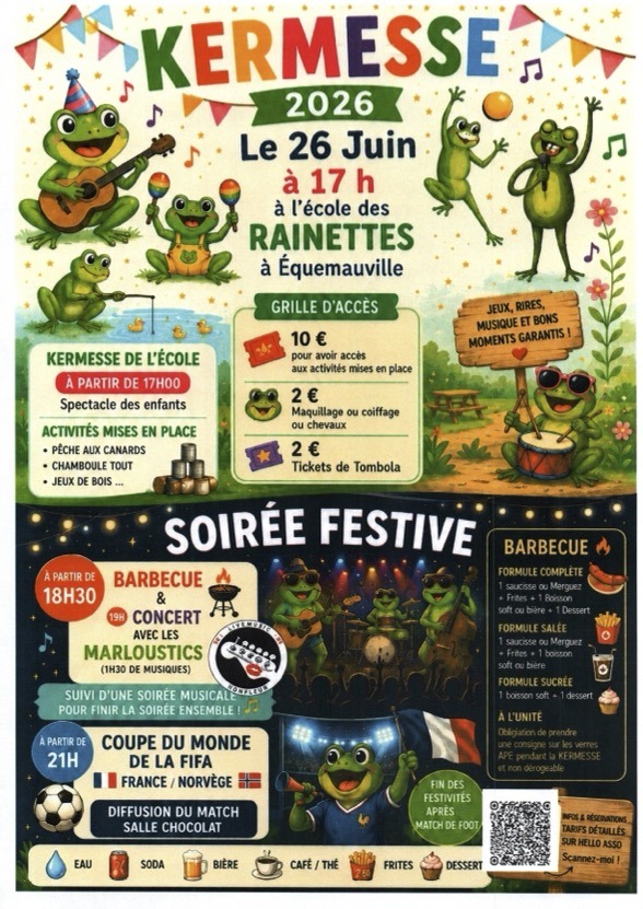 Equemauville : Une soirée festive à l’École des Rainettes le 26 juin 2026